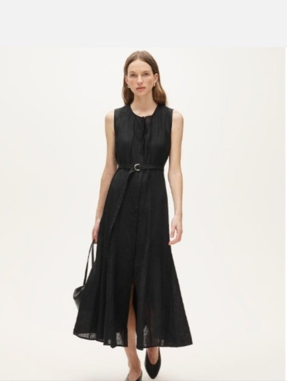 J. Crew Factory Black Sleeveless Maxi Dress with Belt